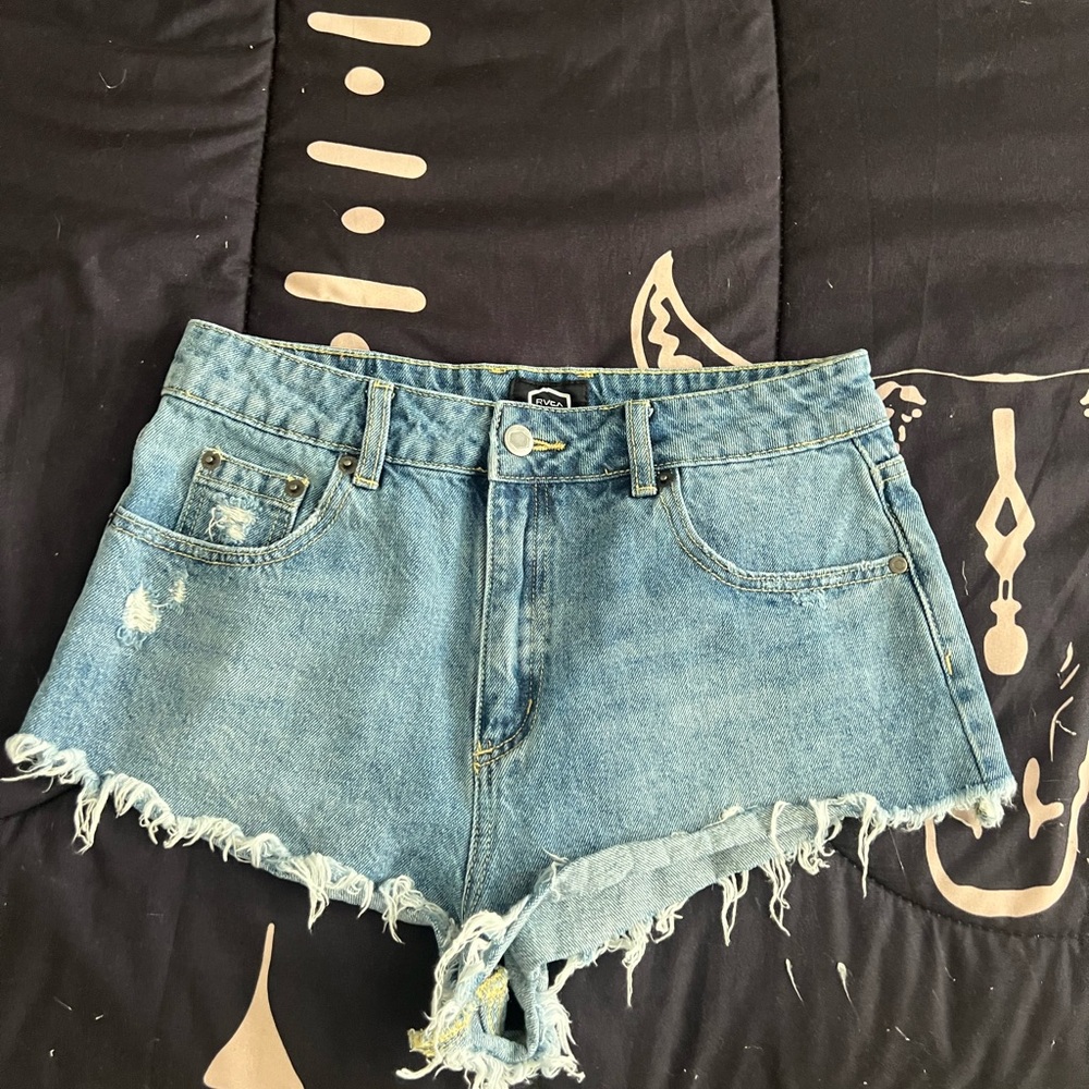 RVCA Blue Distressed Jean Shorts
